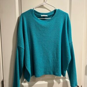 Zenana Outfitters Turquoise Ribbed Crop Top